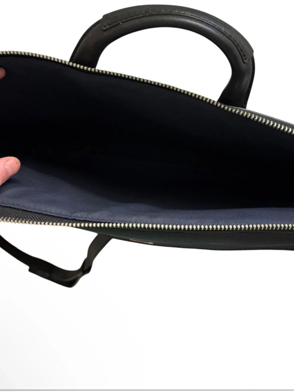 TUMI black grained leather laptop crossbody bag